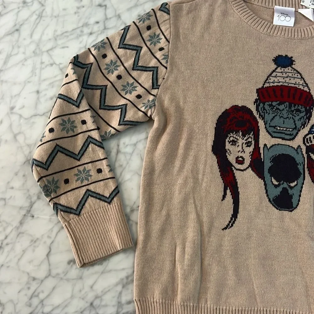 Marvel Spiderman Hulk Ugly Christmas Sweater Kids Boys Size Youth M NWT